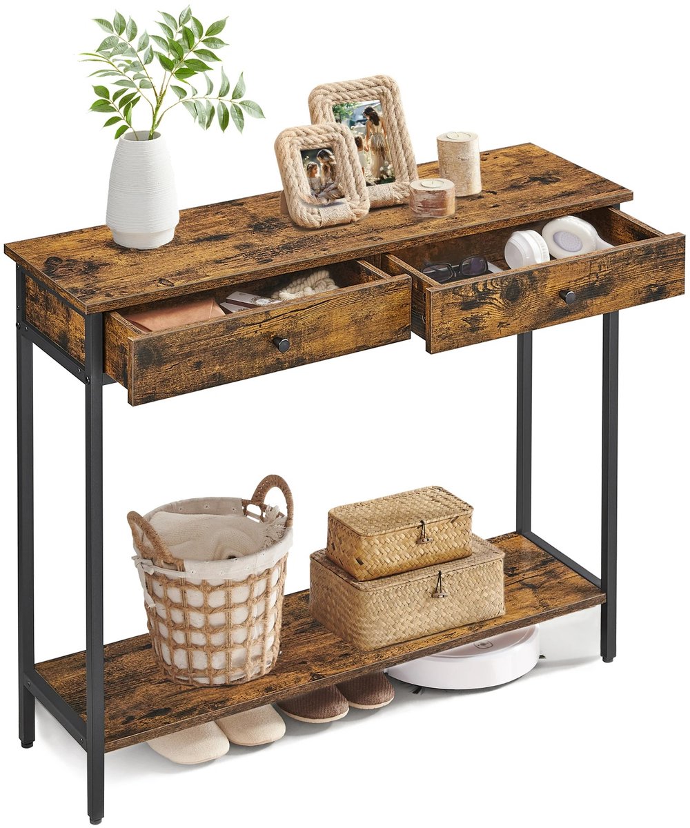 Consoletafel met 2 Laden – Smalle Sidetable voor Hal & Woonkamer