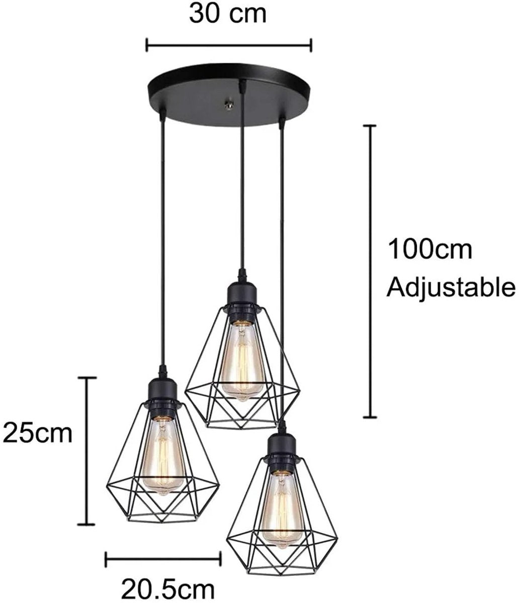 Whoopr 3-delige vintage hanglamp set industrieel Ø20 cm E27