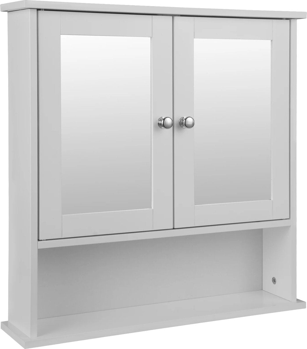 Whoopr Badkamerkast met Spiegel MDF Wandkast Wit 3 Planken