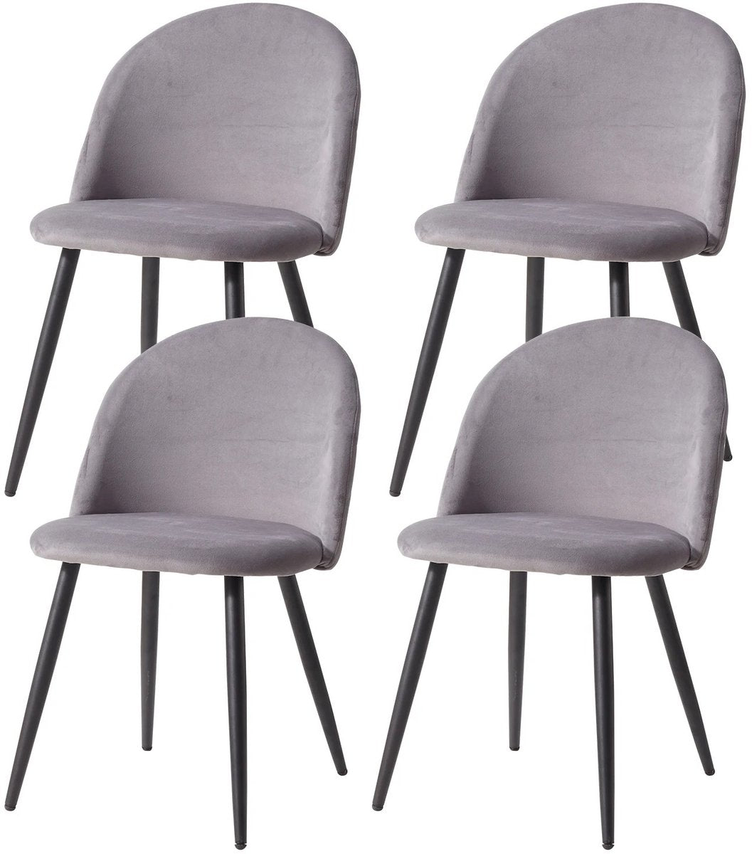 Cozy Cottage® Set van 4 Eetkamerstoelen - Zacht Fluwelen Bekleding met Metalen Poten - Stoelen - Geschikt voor Keuken, Eetkamer, Woonkamer en Lounge - 43 x 48 x 80 cm - Velvet - Turquoise