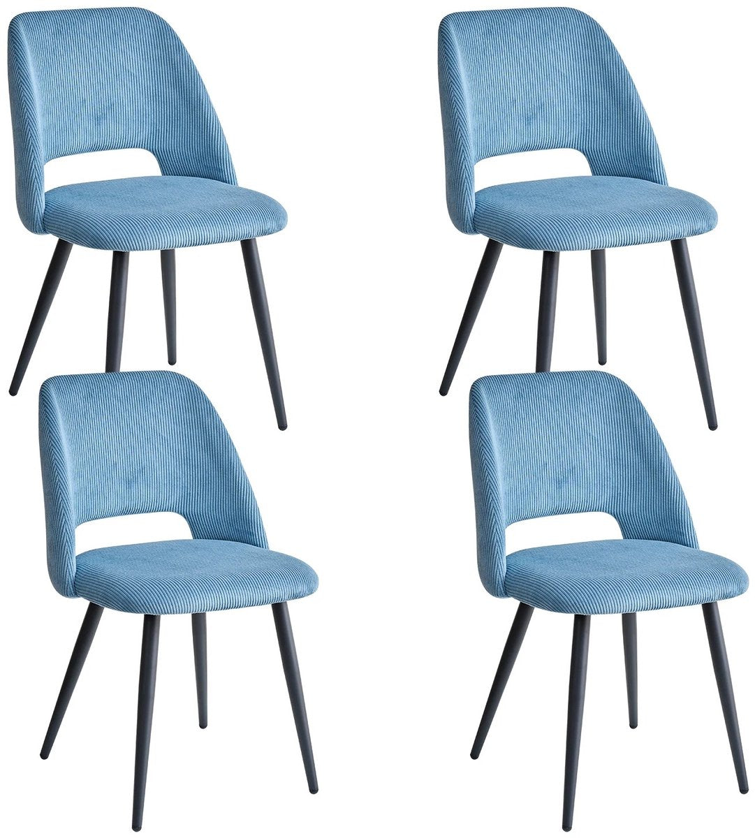 Set van 4 Corduroy Eetkamerstoelen – Beige Gestoffeerde Stoelen met Ergonomisch Comfort