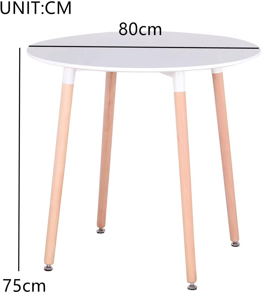 Scandinavische Ronde Eettafel met 4 Eetkamerstoelen – Complete Eetset