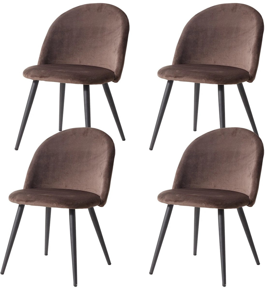 Cozy Cottage® Set van 4 Eetkamerstoelen - Zacht Fluwelen Bekleding met Metalen Poten - Stoelen - Geschikt voor Keuken, Eetkamer, Woonkamer en Lounge - 43 x 48 x 80 cm - Velvet - Turquoise