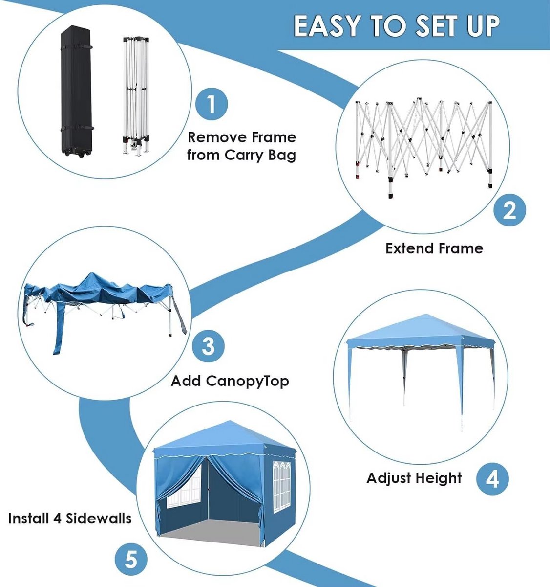 Pop-up Partytent 3×3 m – Easy Up Paviljoen met Zijwanden & Ramen