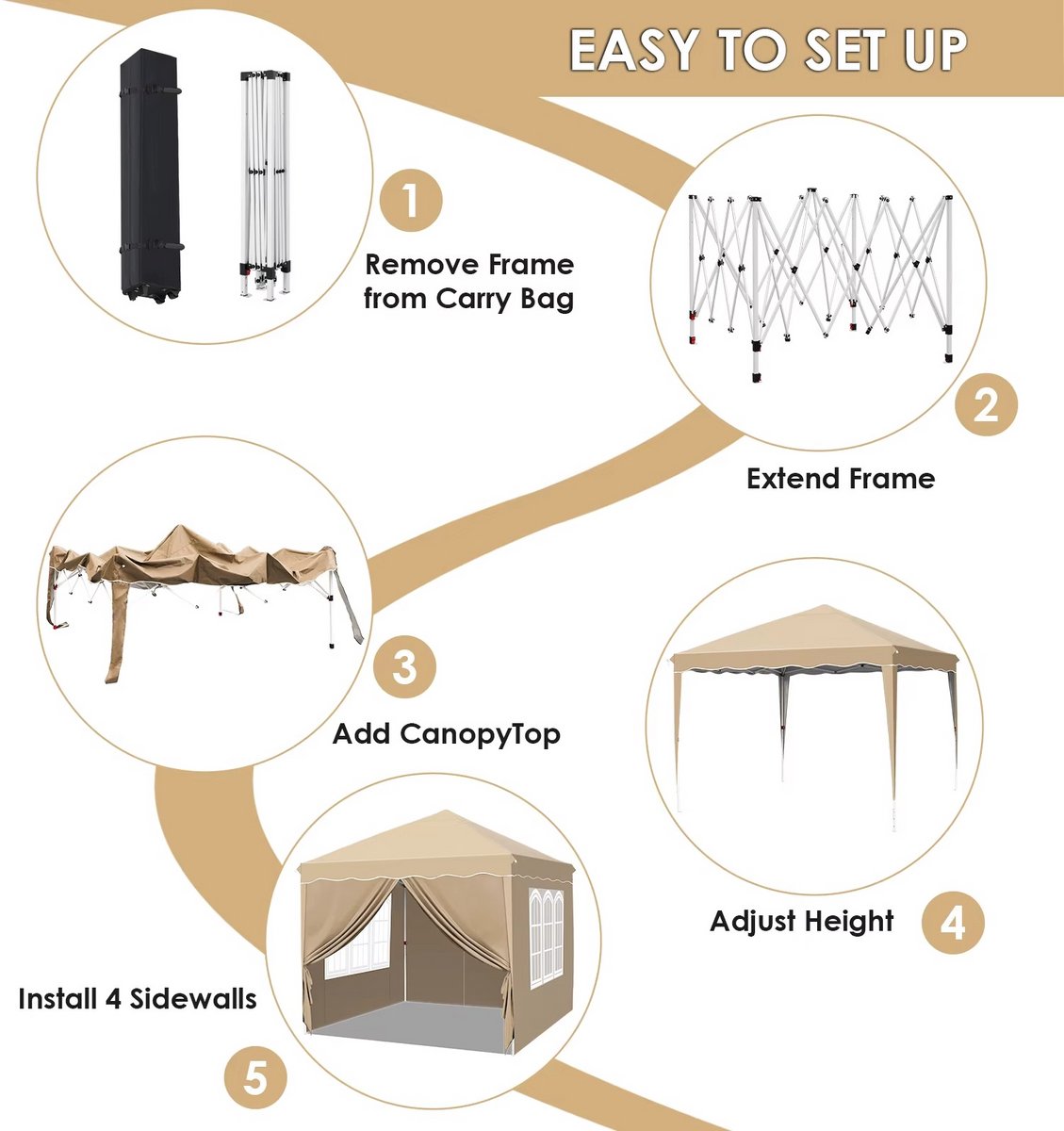 Pop-up Partytent 3×3 m – Easy Up Paviljoen met Zijwanden & Ramen