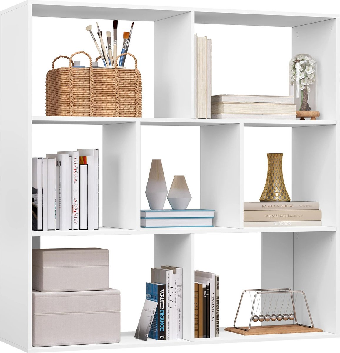 Whoopr Boekenkast 7 Vakken Wit – Opbergkubus & Scheidingswan
