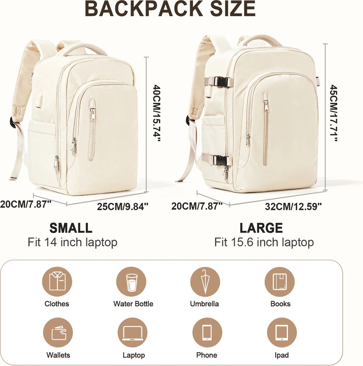 Laptop Rugzak voor Vrouwen & Mannen – Handbagage & Reistas Blauw