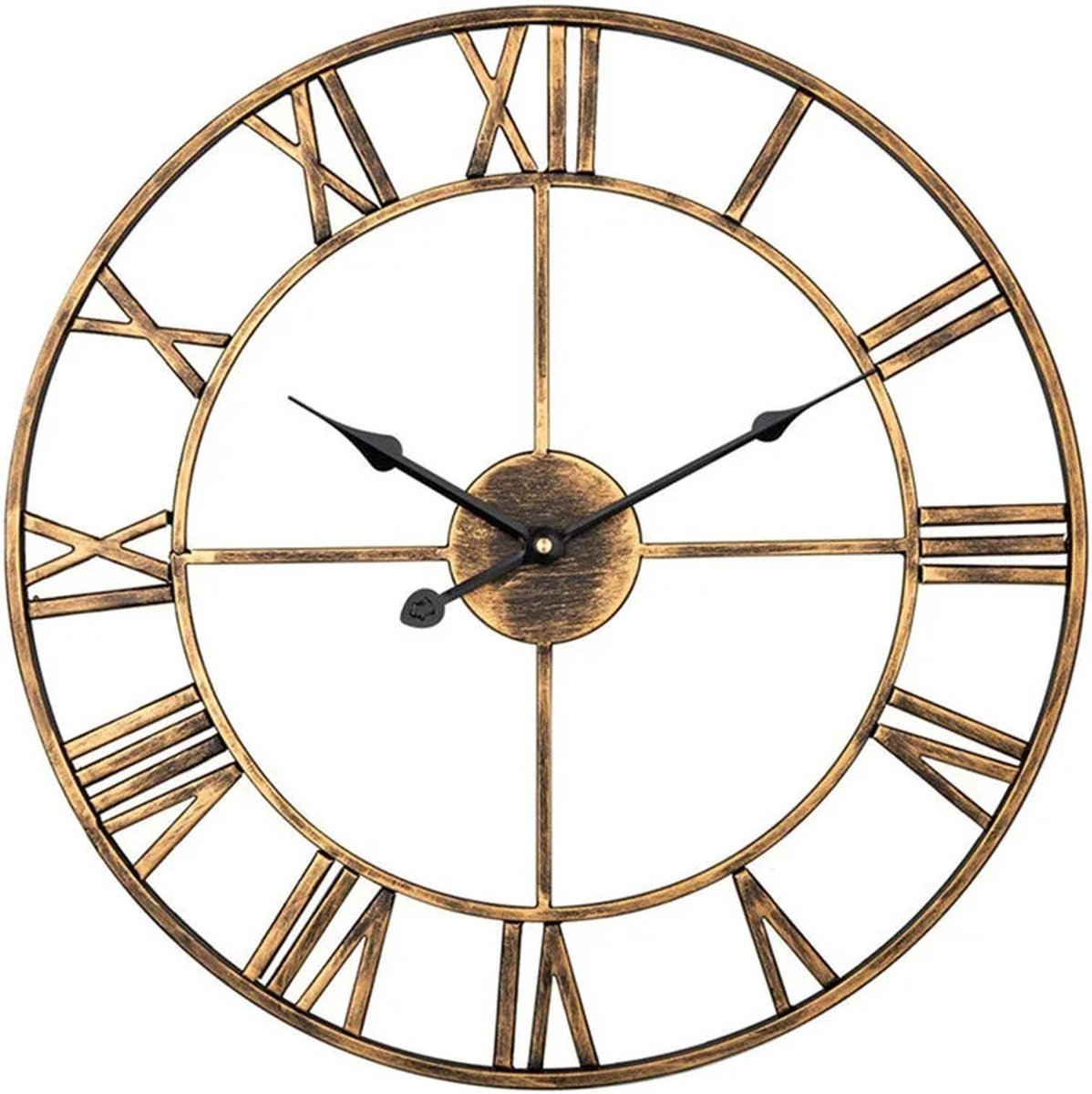 Moderne Industriële Wandklok – Retro Metaal met Romeinse Cijfers