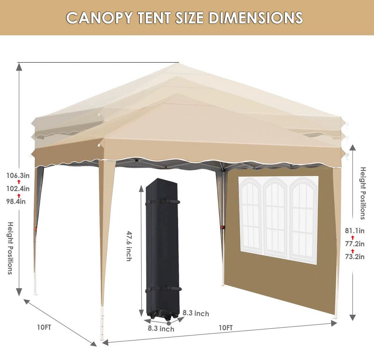 Pop-up Partytent 3×3 m – Easy Up Paviljoen met Zijwanden & Ramen