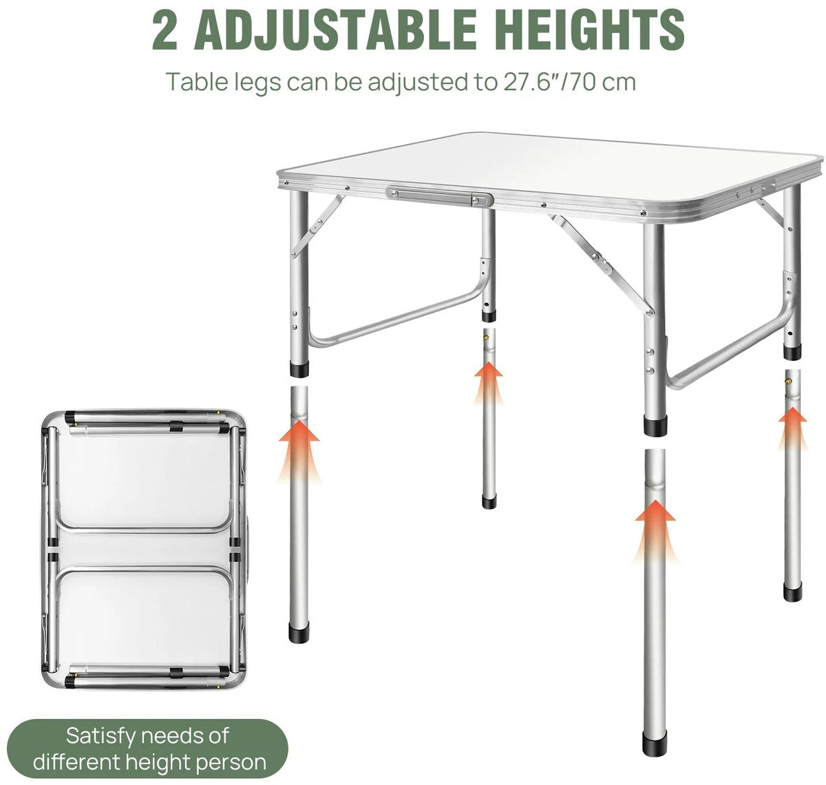 Opvouwbare Campingtafel – Lichtgewicht Aluminium – In Hoogte Verstelbaar (75×55×70 cm)