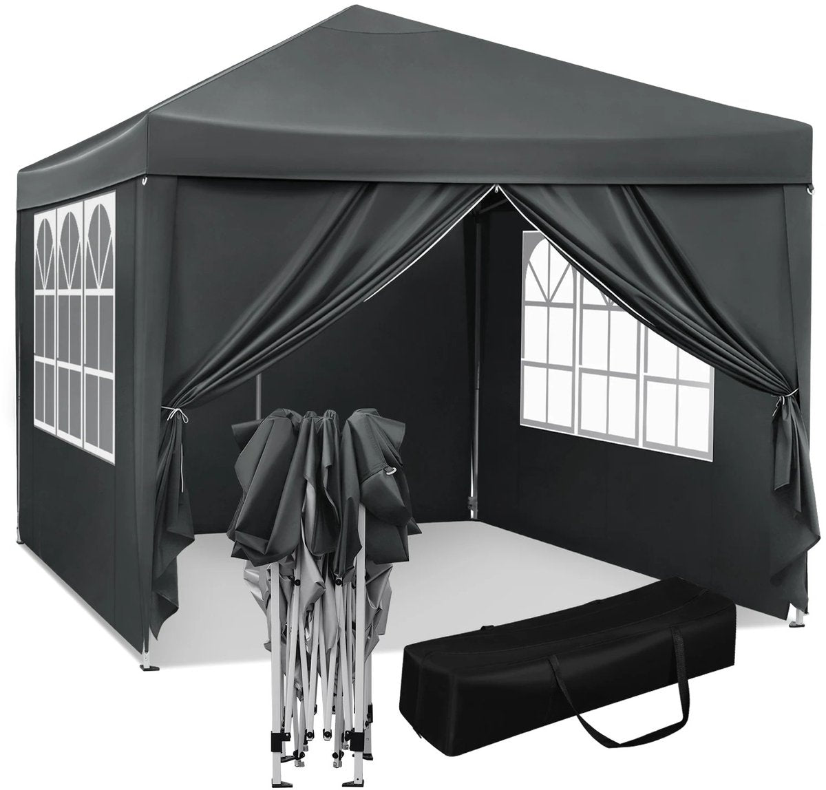 Easy Up Partytent – Opvouwbare Tuintent 3x3 m met Zijwanden