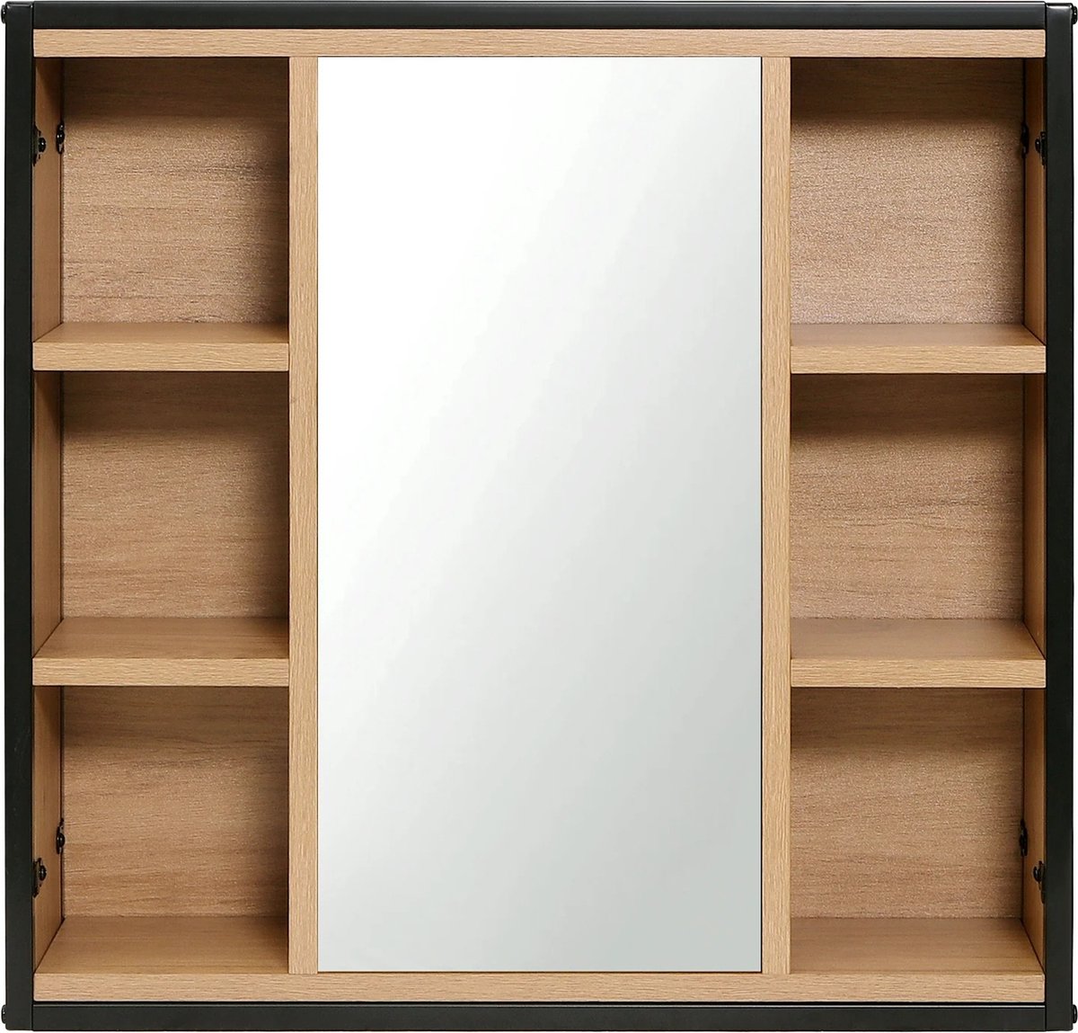 Whoopr Badkamermeubel met Spiegel, 6 Vakken & Plank Verstelb