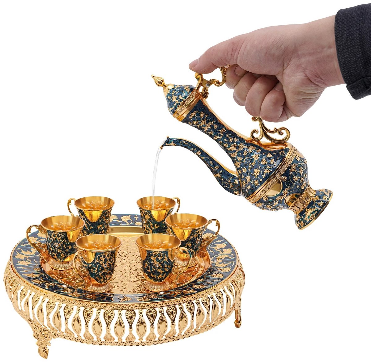 Whoopr 6-delige Arabische theeset met 281 ml theepot Midden-