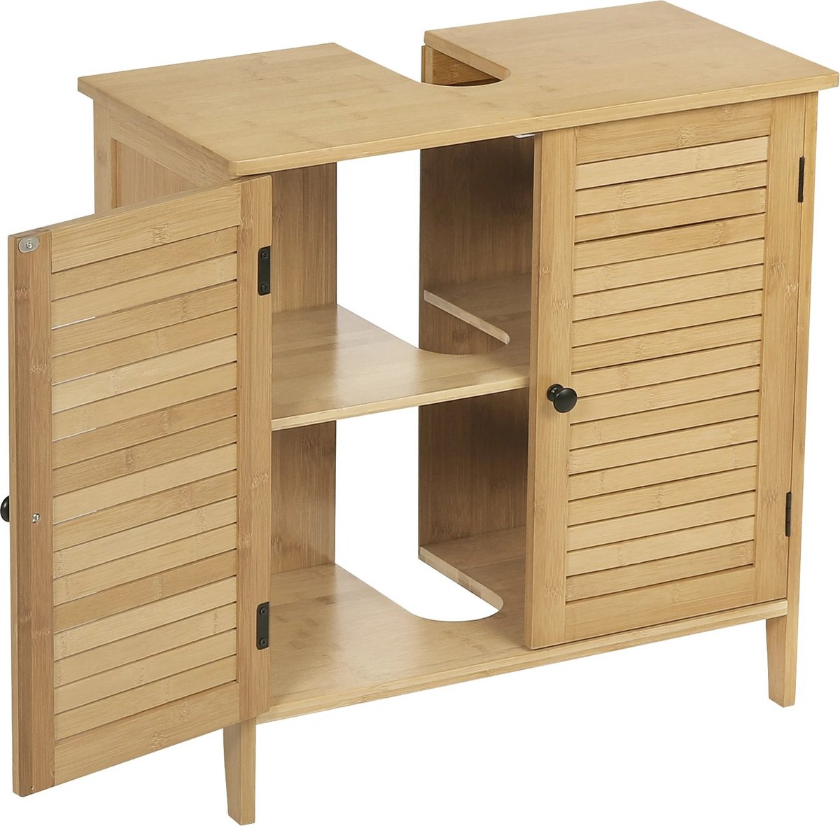 Whoopr Bamboe Badkamerkast 2 Deuren 60x30x60 cm Opbergruimte