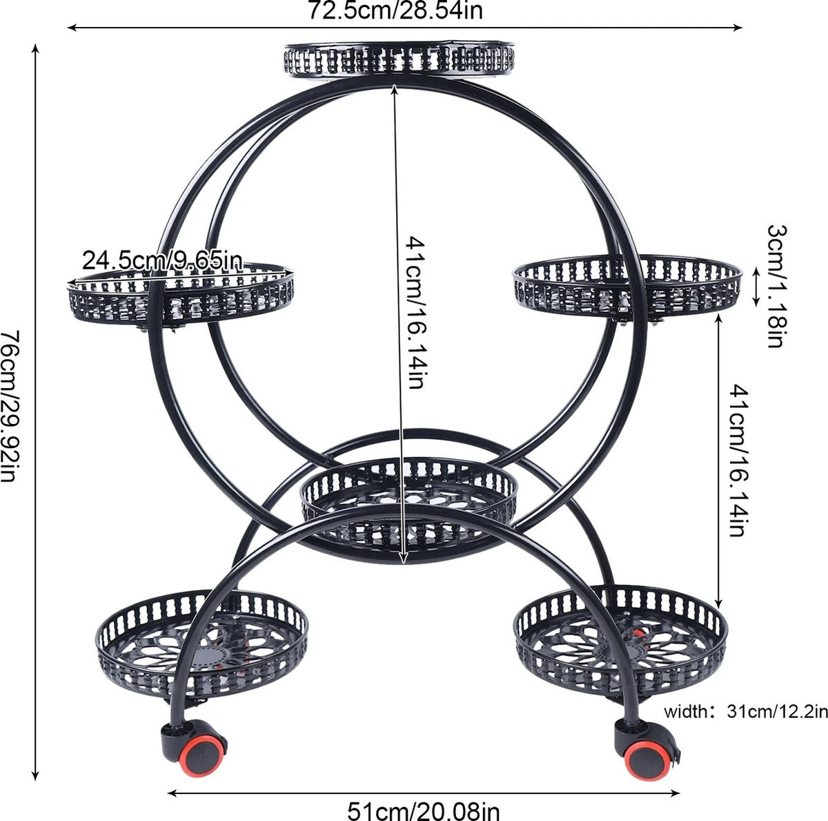 Metalen Plantenstandaard – 6-Potten Bloemenrek voor Binnen & Buiten