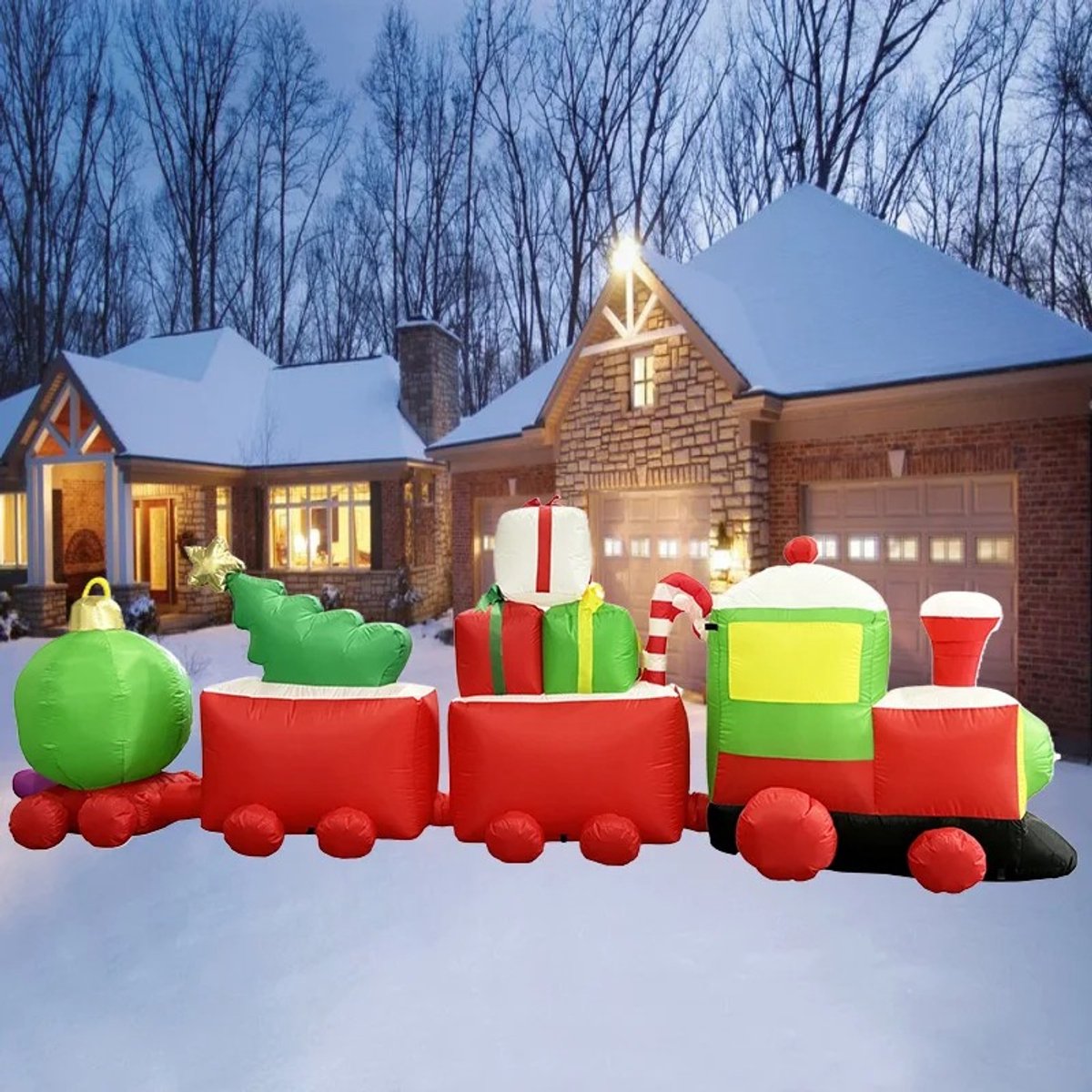 Opblaasbare Kerst Trein - met LED verlichting