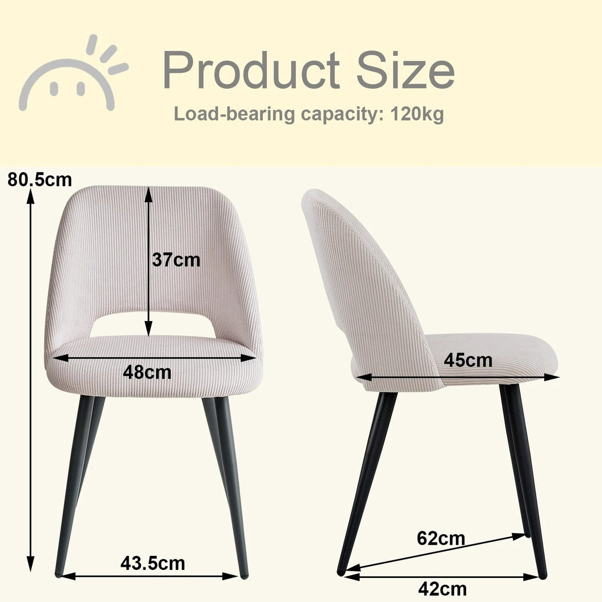 Set van 4 Corduroy Eetkamerstoelen – Blauwe Gestoffeerde Stoelen met Ergonomisch Comfort