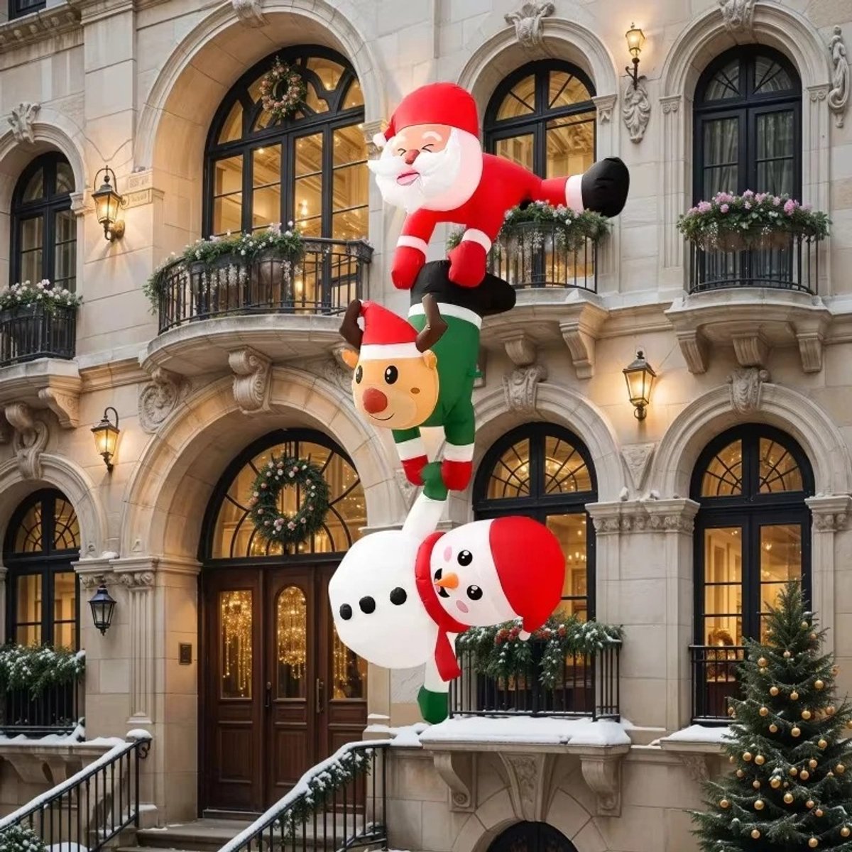 Opblaasbare Klimmende Kerstman - Kerstdecoratie met LED verlichting