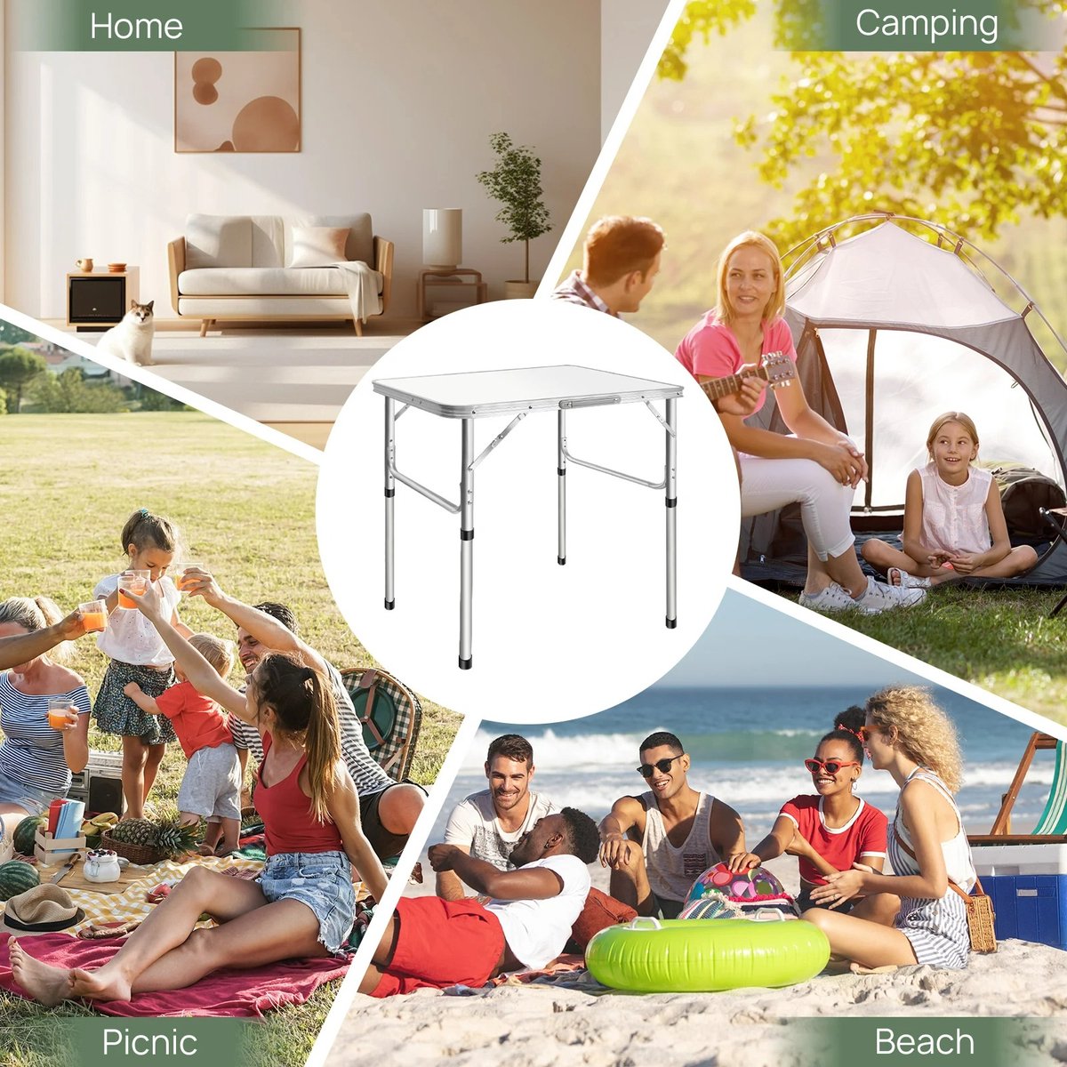 Opvouwbare Campingtafel – Lichtgewicht Aluminium – In Hoogte Verstelbaar (75×55×70 cm)