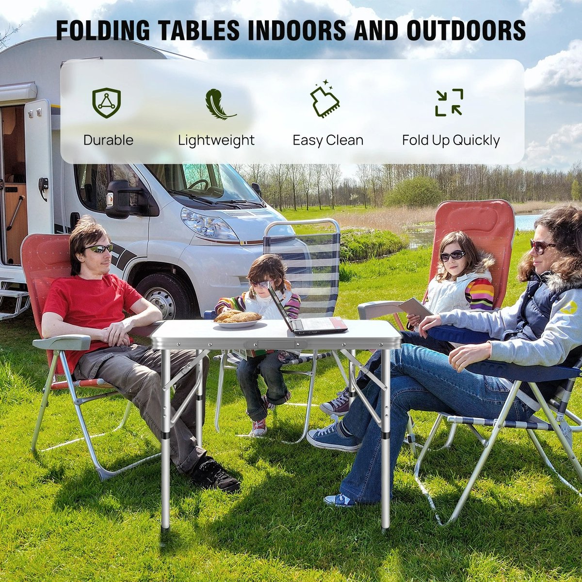 Opvouwbare Campingtafel – Lichtgewicht Aluminium – In Hoogte Verstelbaar (75×55×70 cm)