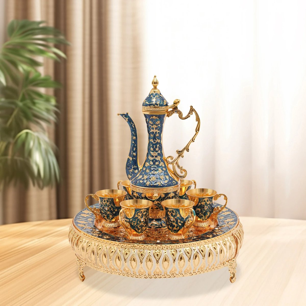 Whoopr 6-delige Arabische theeset met 281 ml theepot Midden-