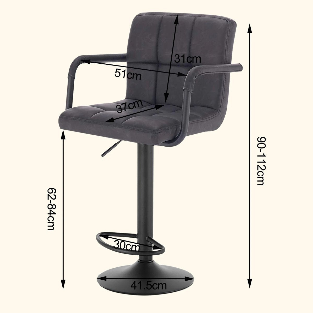 Set van 2 Leren Barkrukken – Verstelbare Draaibare Barstoelen met Rugleuning