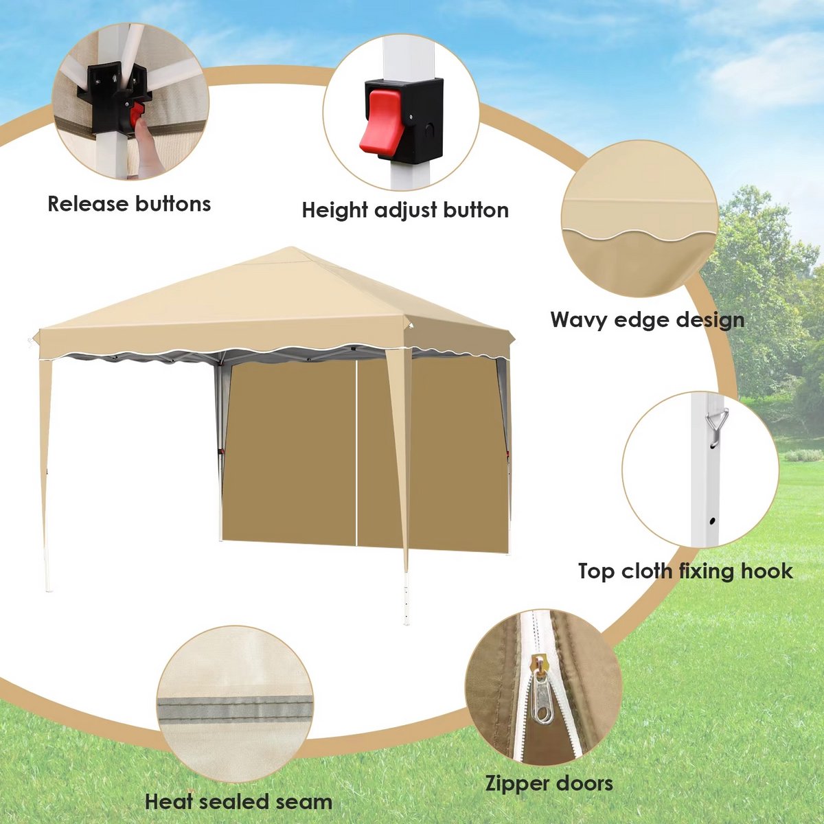 Pop-up Partytent 3×3 m – Easy Up Paviljoen met Zijwanden & Ramen