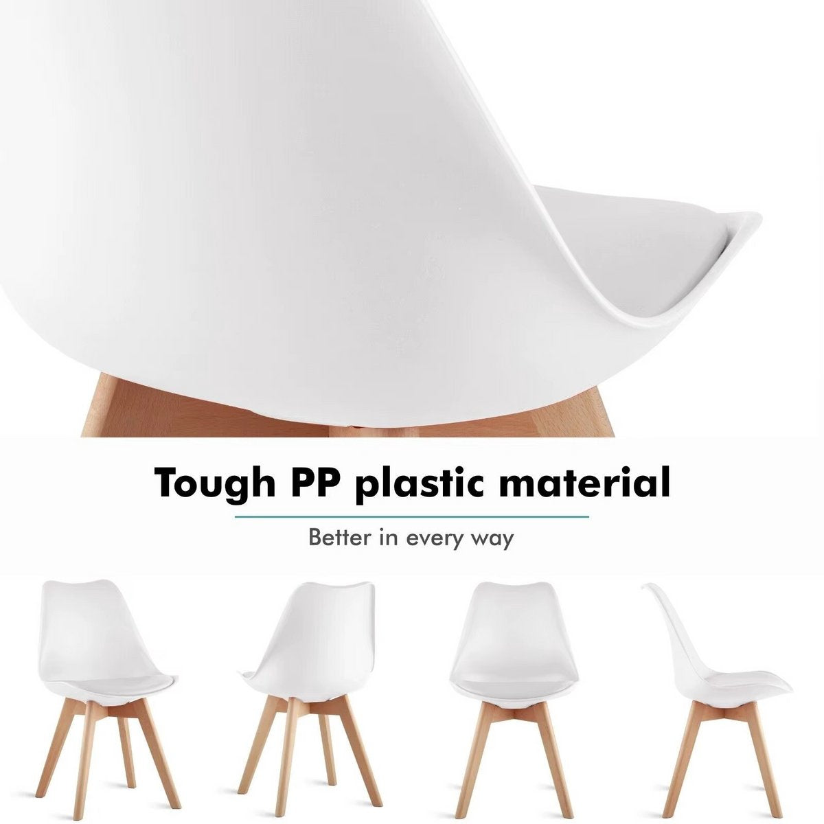 Scandinavische Ronde Eettafel met 4 Eetkamerstoelen – Complete Eetset