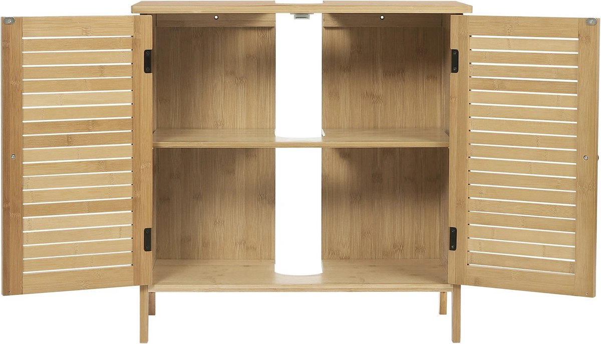 Whoopr Bamboe Badkamerkast 2 Deuren 60x30x60 cm Opbergruimte