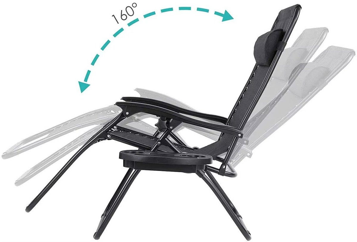 Opvouwbare Zero Gravity Ligstoel – Verstelbare Campingstoel met Bekerhouder – Relaxstoel voor Tuin & Camping tot 140 kg
