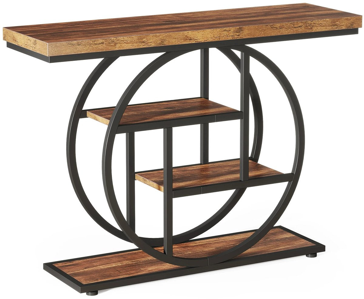 Industriële Consoletafel – 4-laagse Sidetable van Hout & Metaal (105 cm)