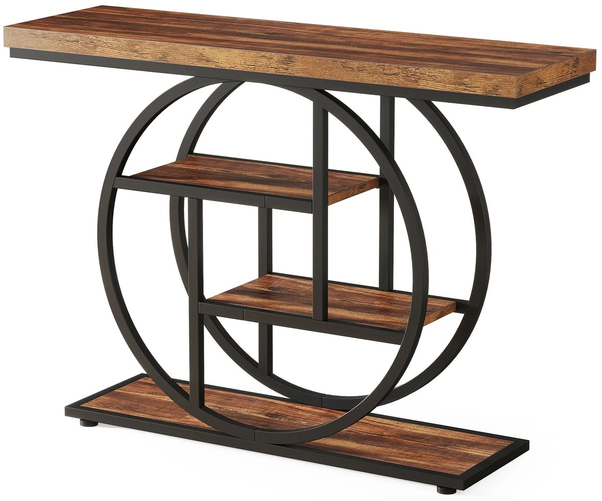 Industriële Consoletafel – 4-laagse Sidetable van Hout & Metaal (105 cm)