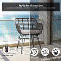 3-Delige Rotan Bistroset met Kussens – 2 Tuinstoelen & Glazen Bijzettafel – Balkonset voor Tuin, Terras & Balkon