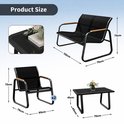 4-Delige Tuinmeubelset met 2-Zitsbank, 2 Stoelen & Glazen Salontafel – Weerbestendige Loungeset voor Tuin, Terras & Balkon