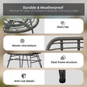 3-Delige Rotan Bistroset met Kussens – 2 Tuinstoelen & Glazen Bijzettafel – Balkonset voor Tuin, Terras & Balkon