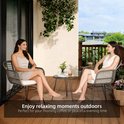 3-Delige Rotan Bistroset met Kussens – 2 Tuinstoelen & Glazen Bijzettafel – Balkonset voor Tuin, Terras & Balkon