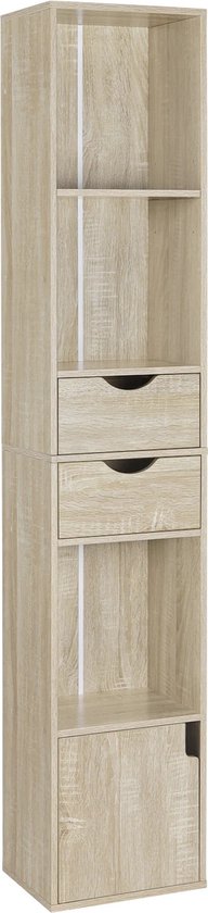 Boekenkast - Staande Plank met Lade en Deur - Kast - Boekenrek - Thuis & Kantoor Display Opbergplanken Organizer voor Woonkamer Decor - 24x30x157 cm