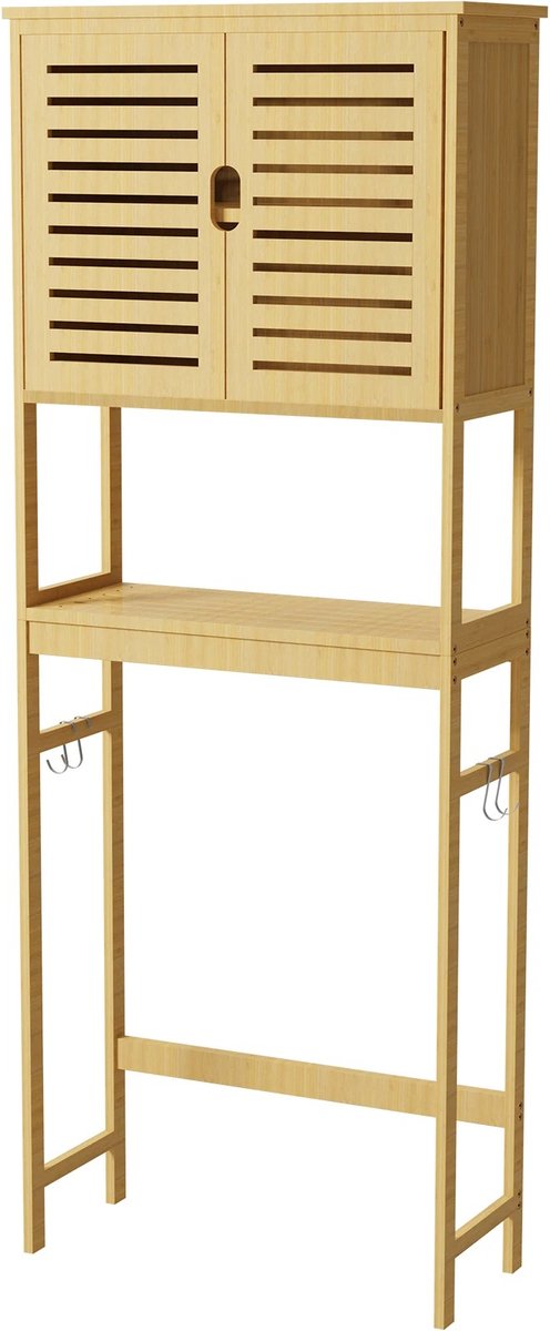 Whoopr Bamboe Toiletopbergkast Vrijstaand WC-meubel 99x32 cm