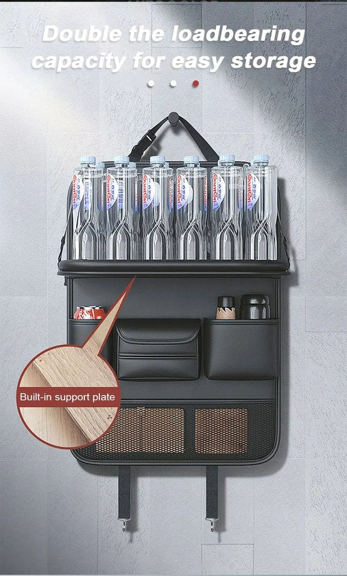 Autostoel Rugleuning Organizer - 2 stuks - Beschermer - Stoelbescherming - Auto Achterbank Opbergtas met Opvouwbare Tafelblad, Tablethouder en Tissue Box - Handige Auto-Accessoires voor Ruimtebesparing - Grijs - 46 x 23 x 63.5 cm