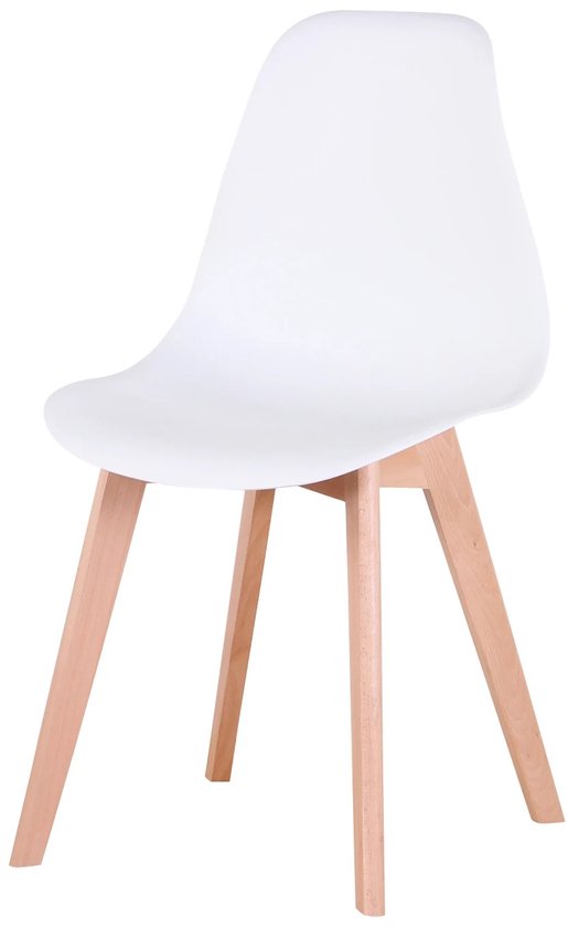 Rechthoekige Eettafelset – Inclusief 4 Eetkamerstoelen – Scandinavische Stijl – Houten Poten – Tafel en Stoelen Voor Woonkamer, Eetkamer & Keuken – Wit