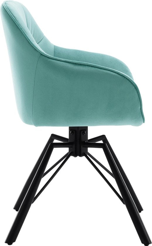 Eleganza Maison® - Eetkamerstoelen set van 2 - Luxueuze Velvet Stoelen - Stoel Draaibaar - Fluweel - Turquoise - 58,5x54,5x82,5 cm