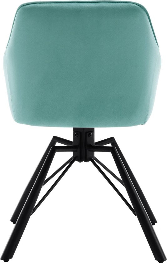 Eleganza Maison® - Eetkamerstoelen set van 2 - Luxueuze Velvet Stoelen - Stoel Draaibaar - Fluweel - Turquoise - 58,5x54,5x82,5 cm
