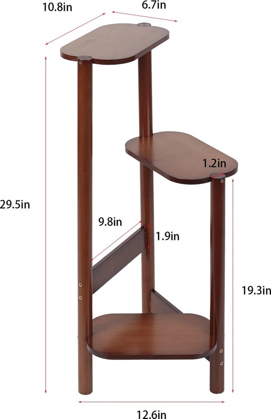 Bamboe Plantenstandaard - Plant Stand 3 Laags - Plantentafel Hoek Plantenrek voor Binnen, Balkon en Slaapkamer - Plantenhouder en Display Plank - 75 cm hoog