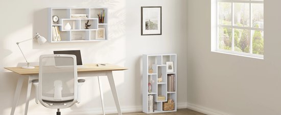 Witte Hangende Wandplank - Wandplank Zwevend - Zwevende Boekenkast - Opslagplank voor Planten, Boeken en Decoratie - Organizer voor Woonkamer, Slaapkamer en Keuken - 85x16x48cm