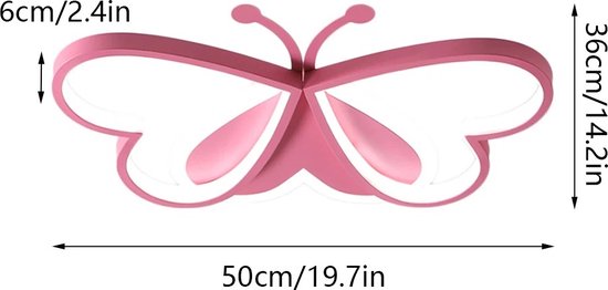 Butterfly Plafonnière - Roze 50 cm LED Plafondlamp - Vlinder Design - Acryl Plafondverlichting 220V - Moderne Flush Mount Lamp voor Slaapkamer