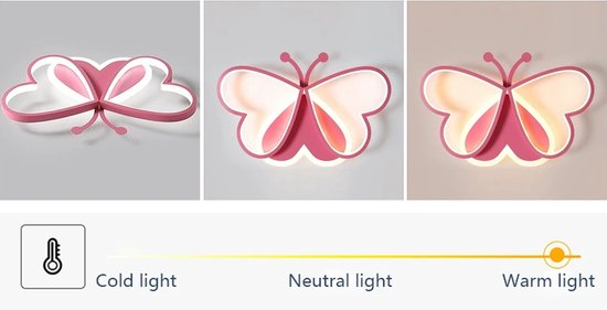 Butterfly Plafonnière - Roze 50 cm LED Plafondlamp - Vlinder Design - Acryl Plafondverlichting 220V - Moderne Flush Mount Lamp voor Slaapkamer