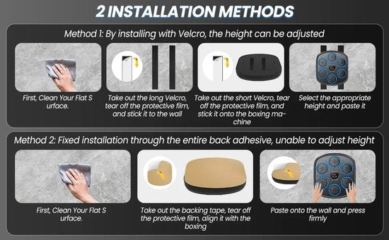 Smart Boxing machine - Boksmachine met Bluetooth & RGB-verlichting – Muurmontage Boks Trainer met Muziekfunctie – Inclusief Handschoenen voor Volwassenen & Kinderen – Boxmachine Voor Thuis - 8 x 42 x 45 cm