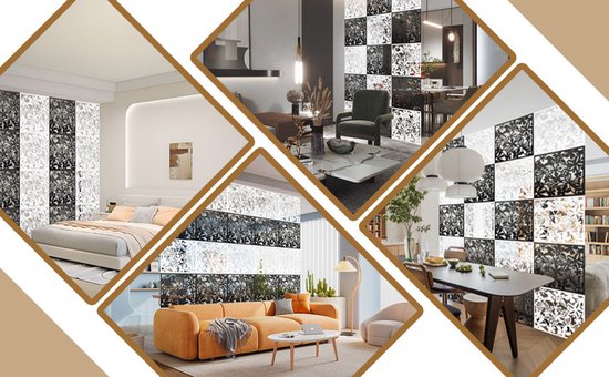 24-delig Kamerscherm - Bloemen Patroon - Scheidingswand - Ruimteverdeler - Wandpanelen - Decoratie - Room Divider Screen - Woonkamer - Stevig & Flexibel - Duurzaam Kunststof - 24 stuks - Makkelijk Te Monteren - 40x40 cm per paneel - Dikte: 0.1 cm