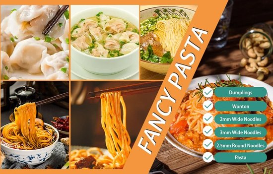 Handmatige Noodle en Pastamachine - Dumpling Wrapper Machine - Roestvrijstalen Pastamaker - Spaghetti Deegroller - Keukenapparaat voor Thuisgebruik