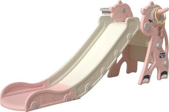Unicorn Slide - Opvouwbare Glijbaan Klimmer met Basketbalstandaard - Veilige Mini Speeltuin voor Kinderen - Perfect Cadeau voor Feestdagen - 142 x 68 cm L x H - Roze